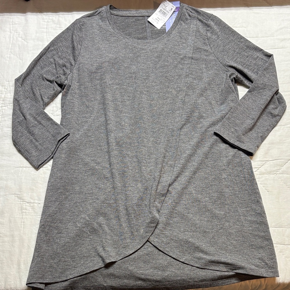 Motherhood Maternity‎ Gray Heather Tulip Hem Nursing Top: Size S NWT